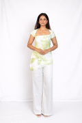 FLORAL FOLIAGE ASSYEMETRICAL TUNIC