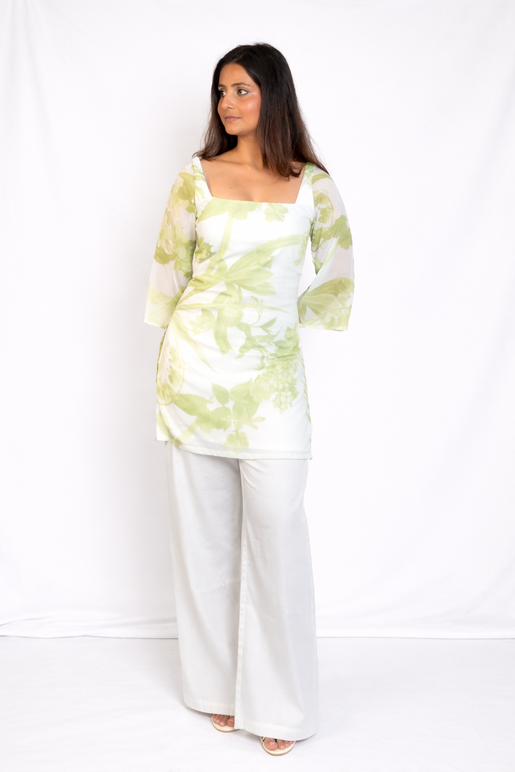 FLORAL FOLIAGE SHORT TUNIC